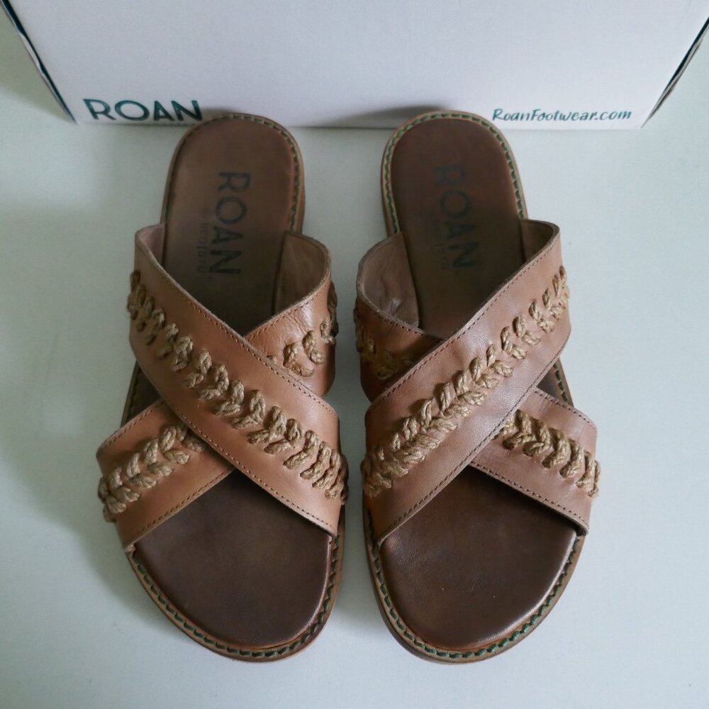 NIB Roan by Bed Stu Buttress leather sandals hand stitching pecan brown size 7.5
